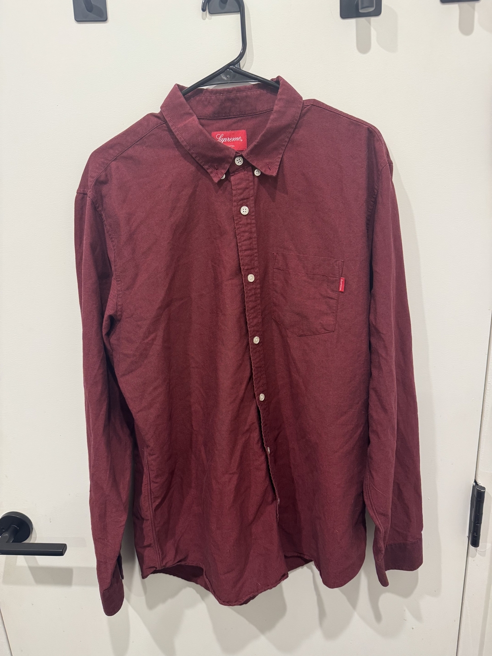 Supreme Men's Button-Down Shirt in Burgundy Worn Only Once.